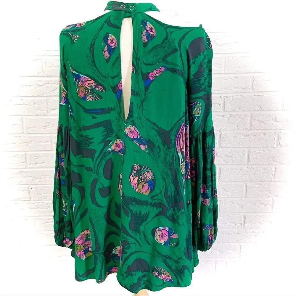 Free People Drift Away Kelly Green Top/Dress XS